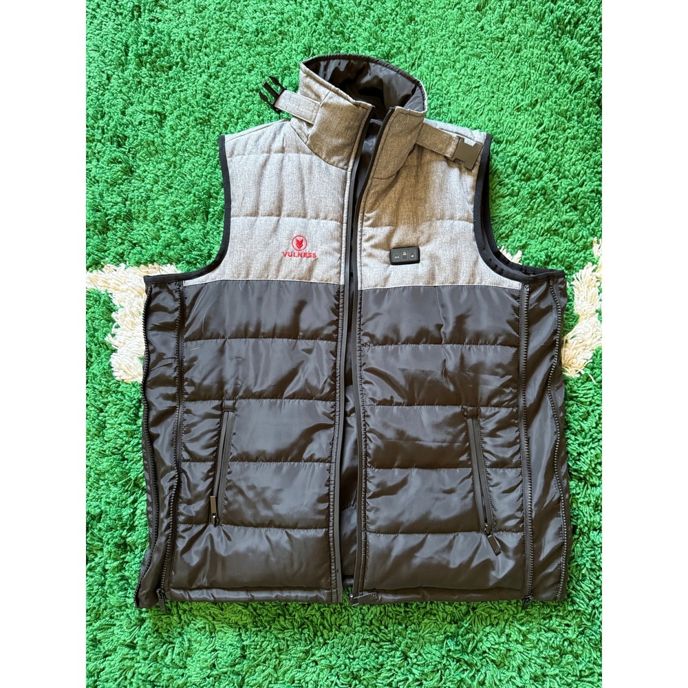 Vulness Heated Puffer Vest Mens XL Black Grey Excellent Electric Outerwear